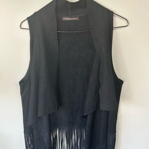 Do Everything in Love Black Fringe Vest